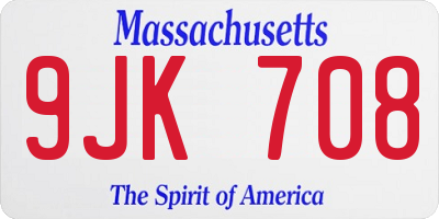 MA license plate 9JK708