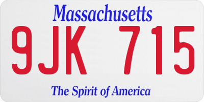 MA license plate 9JK715