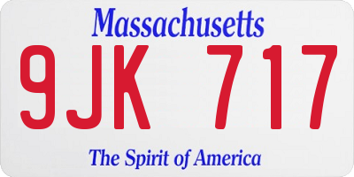 MA license plate 9JK717