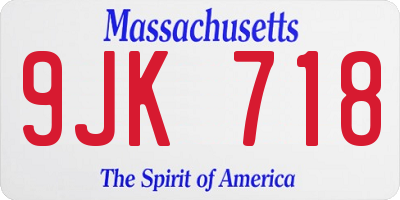 MA license plate 9JK718
