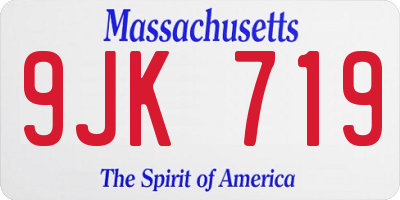 MA license plate 9JK719