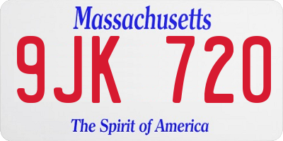 MA license plate 9JK720