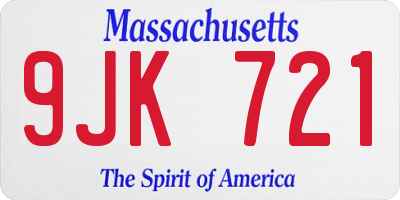 MA license plate 9JK721