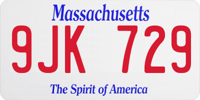 MA license plate 9JK729
