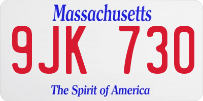 MA license plate 9JK730