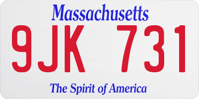 MA license plate 9JK731