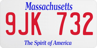 MA license plate 9JK732