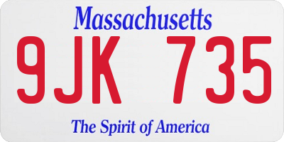 MA license plate 9JK735