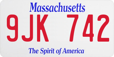 MA license plate 9JK742