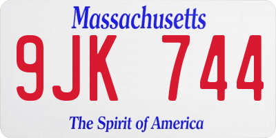 MA license plate 9JK744