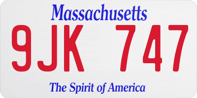 MA license plate 9JK747