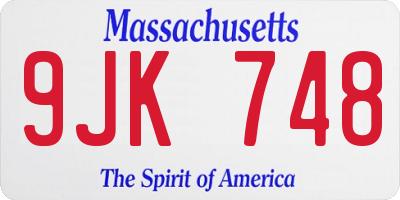 MA license plate 9JK748