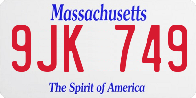 MA license plate 9JK749