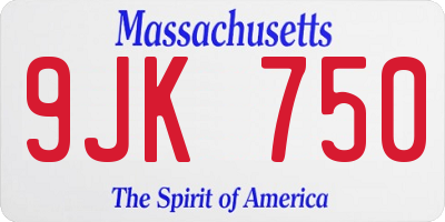 MA license plate 9JK750