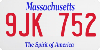MA license plate 9JK752