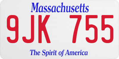 MA license plate 9JK755