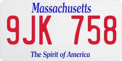MA license plate 9JK758