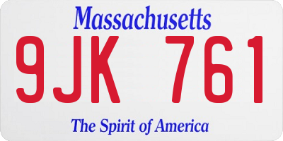 MA license plate 9JK761