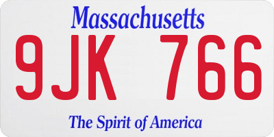 MA license plate 9JK766