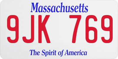 MA license plate 9JK769