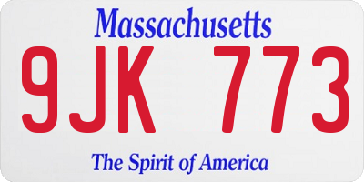 MA license plate 9JK773