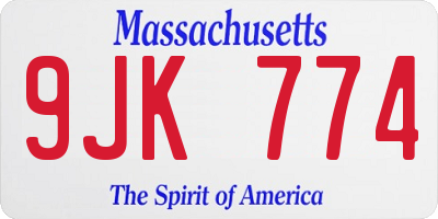 MA license plate 9JK774