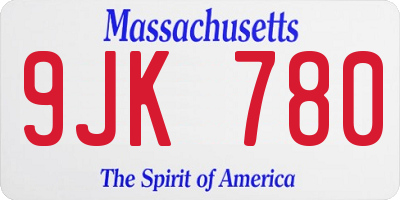MA license plate 9JK780