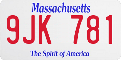 MA license plate 9JK781