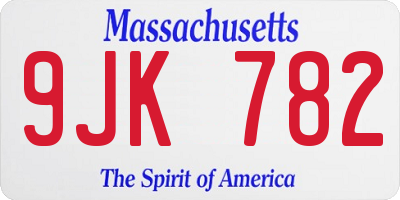 MA license plate 9JK782