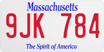 MA license plate 9JK784