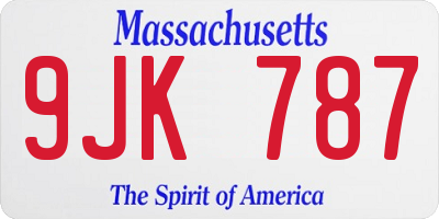 MA license plate 9JK787