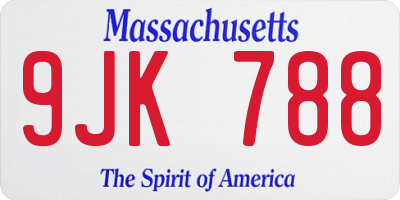 MA license plate 9JK788