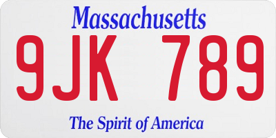 MA license plate 9JK789