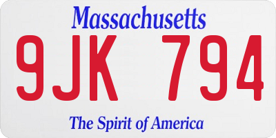 MA license plate 9JK794