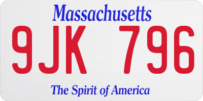 MA license plate 9JK796