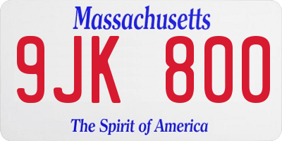 MA license plate 9JK800