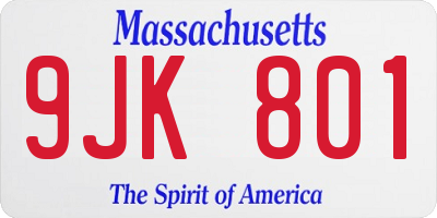 MA license plate 9JK801