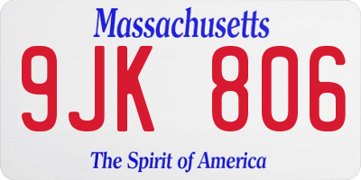 MA license plate 9JK806