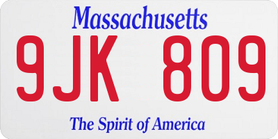MA license plate 9JK809