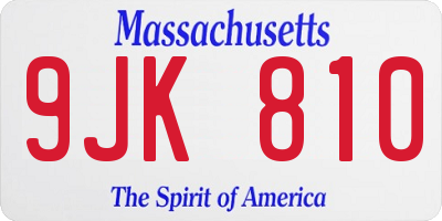 MA license plate 9JK810
