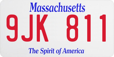 MA license plate 9JK811
