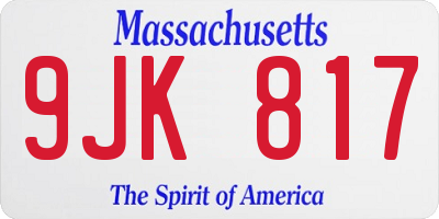 MA license plate 9JK817