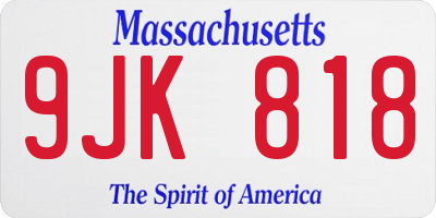 MA license plate 9JK818