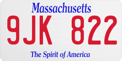 MA license plate 9JK822