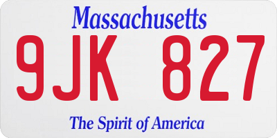 MA license plate 9JK827