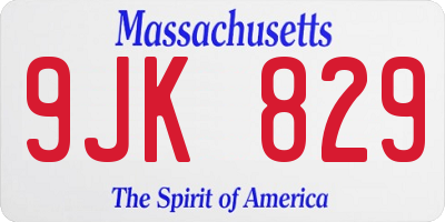 MA license plate 9JK829