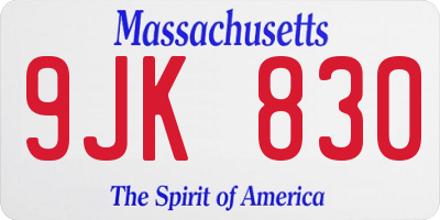 MA license plate 9JK830