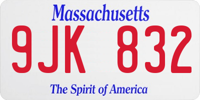MA license plate 9JK832