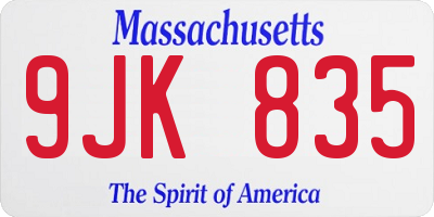 MA license plate 9JK835