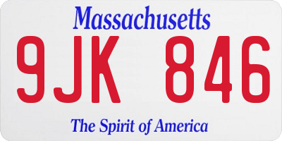MA license plate 9JK846